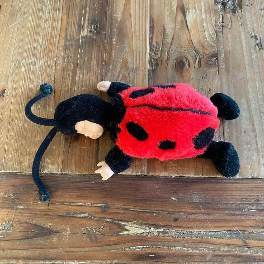 1997 Anne Geddes Sleeping Baby Ladybug Plush Doll 12”